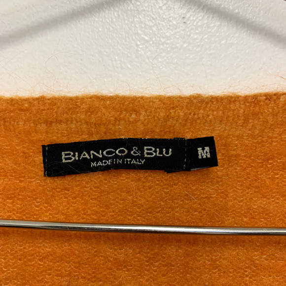 Bianco & Blu Wool Mohair Blend Long Sleeve Knit Sweater Italy Orange Size Medium - Picture 2 of 7